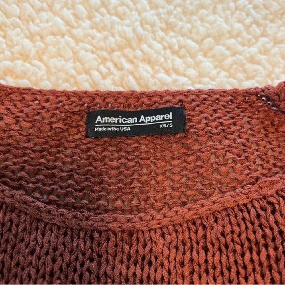 American Apparel Orange Loose Knit Tunic Length Crewneck Casual Sweater sz XS/S - Picture 3 of 7